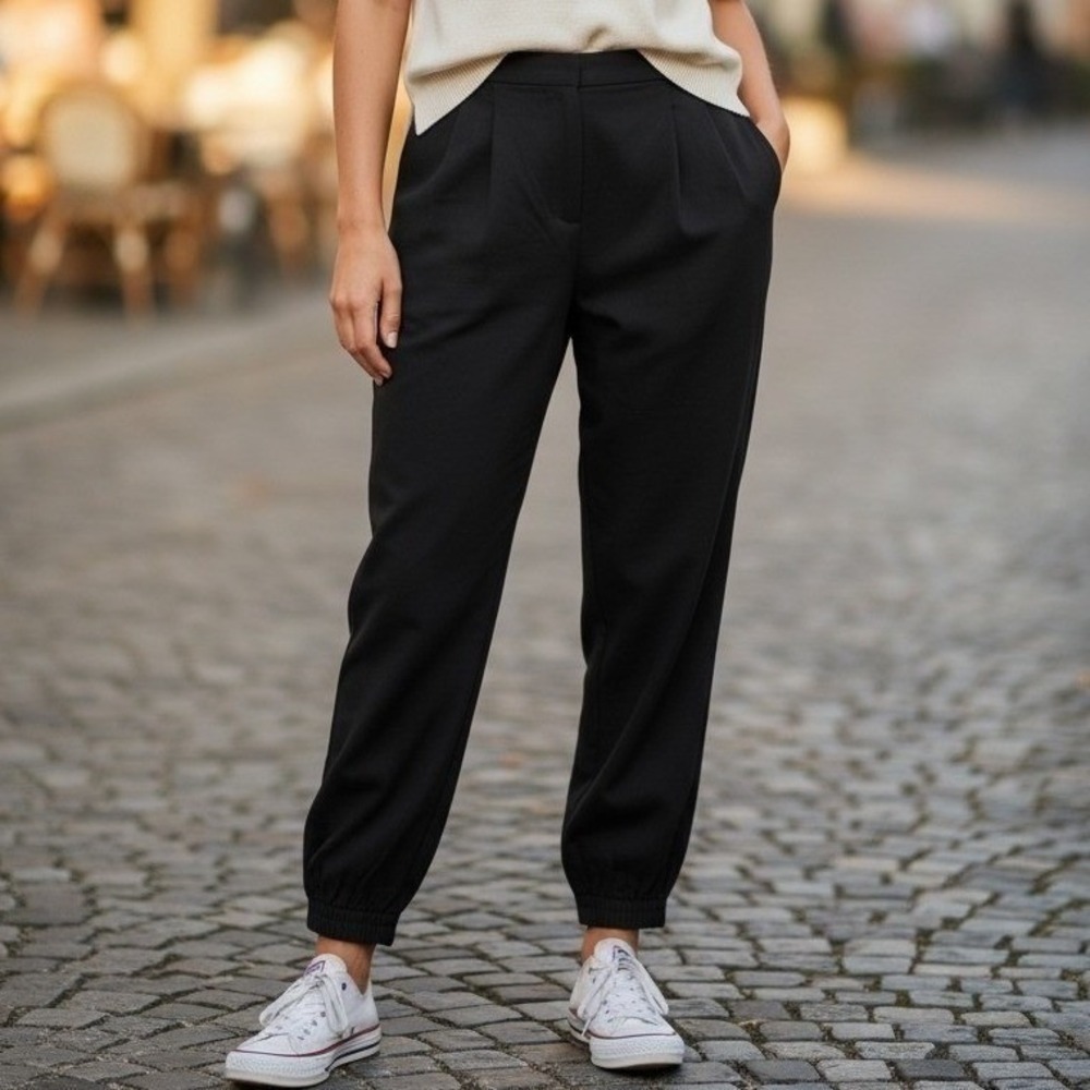 FAVLUX Fashion Black Lightweight Joggers Pants HY-19BLK Womens Large NWT